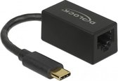 DeLOCK USB-C naar RJ45 Gigabit Ethernet LAN adapter / compact - USB3.0 - CAT6 / zwart - 0,10 meter