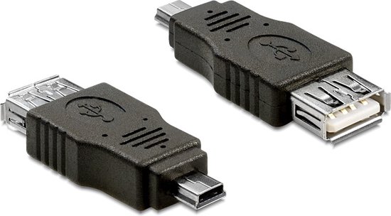 USB Mini B (m) naar USB-A (v) OTG adapter - USB2.0 / zwart