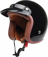 Redbike RB-766 jethelm glans zwart | retro helm voor motor & scooter | maat XS