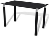 Eettafel met glazen tafelblad - zwart - 120x70x75