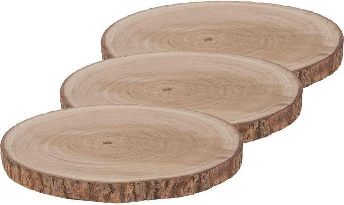 3x Woondecoratie ronde boomschijven 40 cm van Paulowna hout - | bol.com