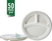 Ecoserve Tableware Wegwerp Borden - Bagasse - 23 cm / 9 in - 50 Stuk - 100% Biologisch Afbreekbaar
