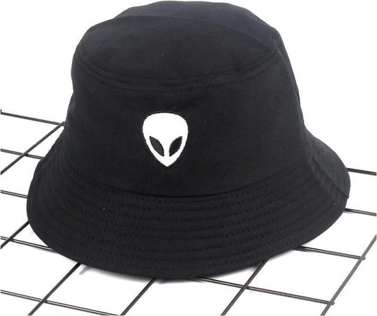 WiseGoods - Alien Hat - Black Fisherman Hat - Fishing Hat - Cap - Beach Sun - Alien - Summer