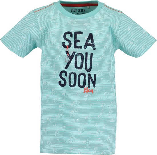 Blue Seven - Jongens - Aqua t-shirt Sea you soon - Maat 104 | bol.com