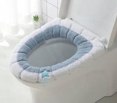 WC-Brilhoesje - Toiletbril cover - Wasbaar - Herbruikbaar-Wit/Lichtblauw