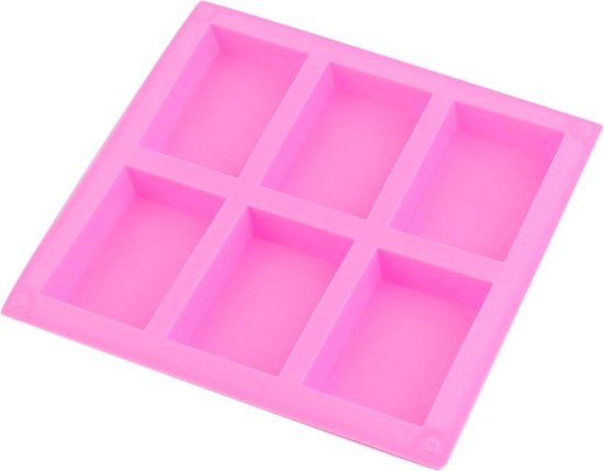 Siliconen mal - 6 vakken - bakvorm - zeepmal - roze