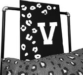 Leopard tekstbord met letter voornaam-leuk voor op een kinderkamer-letter V
