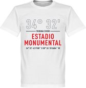 River Plate Estadio Monumental Coördinaten T-Shirt - Wit - XS