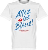 Frankrijk Allez Les Bleus WK 2018 Winners T-Shirt - Wit - XXXXL