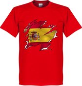 T-Shirt Drapeau Déchiré Espagne - Rouge - XXXL