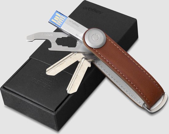 Porte-clés en cuir Orbitkey 2.0 Crazy Horse Chestnut Brown