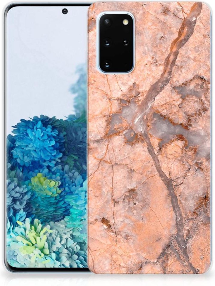 Samsung Galaxy S20 Plus TPU Siliconen Hoesje Marmer Oranje