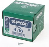 SPAX 1191010400165 Universele schroef, Verzonken kop, 4 x 16, Voldraad, T-STAR plus T20 - WIROX - 1000 stuks