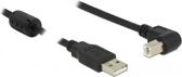 USB-A naar USB-B haaks (beneden) kabel - USB2.0 - tot 2A / zwart - 0,50 meter