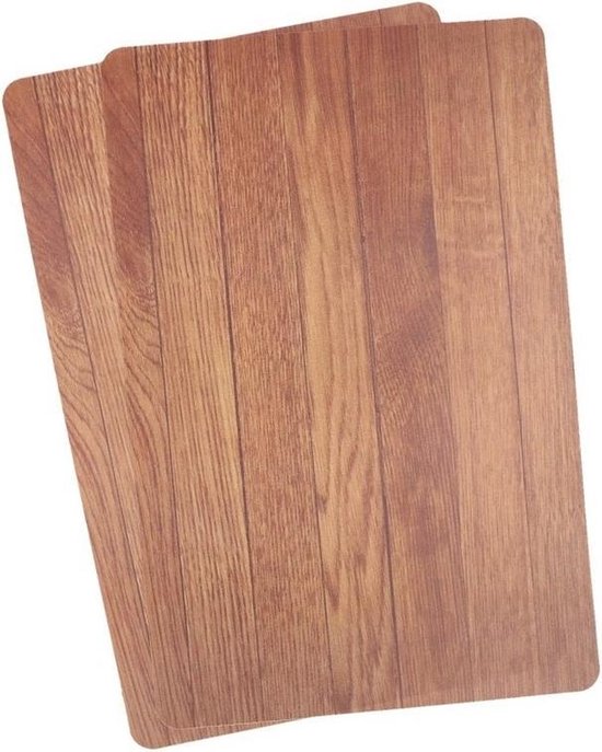 2x Placemat bruine hout print 44 cm - Placemats/onderleggers tafeldecoratie  - Tafel dekken | bol.com