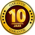 Gouden medaille met '10 JAAR GARANTIE' in het midden.