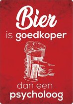 Spreukenbordje: Bier Is Goedkoper Dan Een Psycholoog! | Houten Tekstbord
