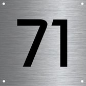 RVS huisnummer 12x12cm nummer 71