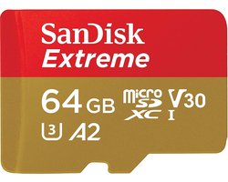 SanDisk Extreme MicroSDXC 64GB - U3 V30 A2 - 160MB/s - GN6MA - met adapter