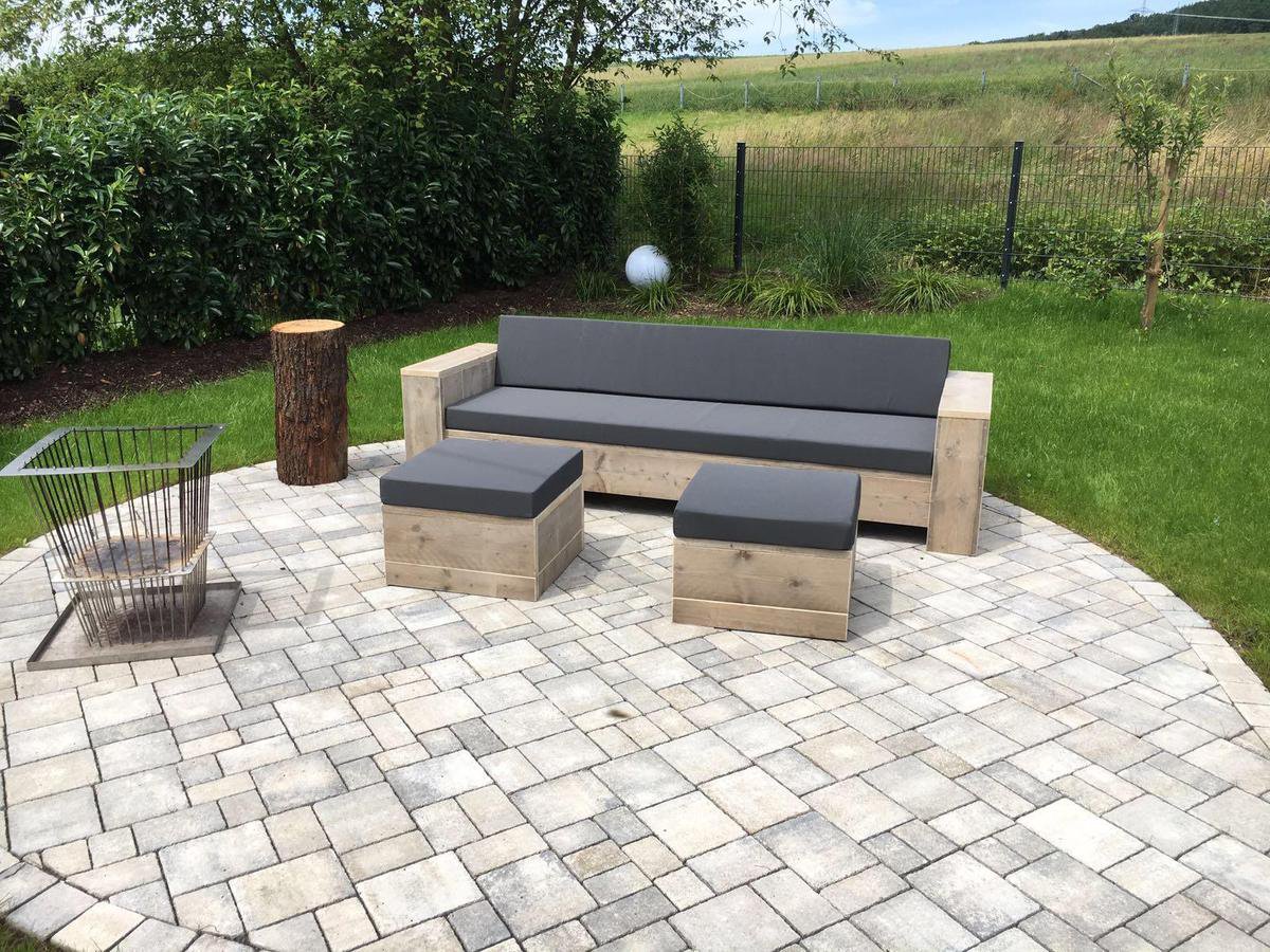 Steigerhout - loungebank 200x80 - oud steigerhout - zitdiepte 60 cm - geen bouwpakket