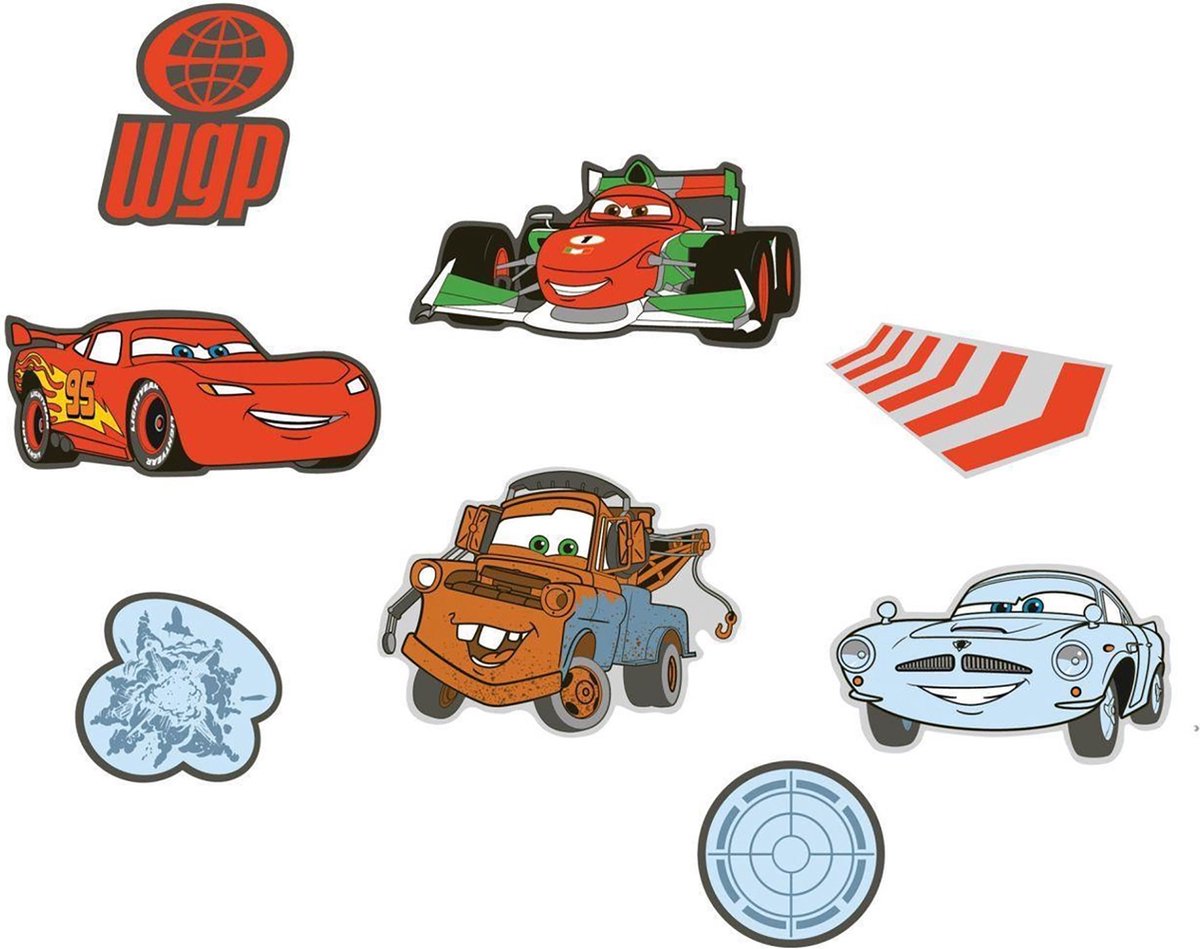 Disney Cars - 24 Mini Foam Muurstickers - Multi - Max. 14,7x11,7 cm
