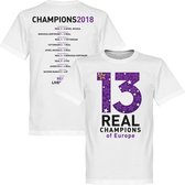 Real Madrid 13 Times Champions League Winners T-Shirt - Wit - 5XL