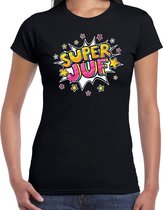 Super juf cadeau t-shirt zwart voor dames L