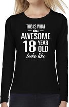 Awesome 18 year / 18 jaar cadeau shirt long sleeves zwart dames M