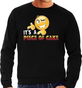 Funny emoticon sweater Piece of cake zwart here M (50)