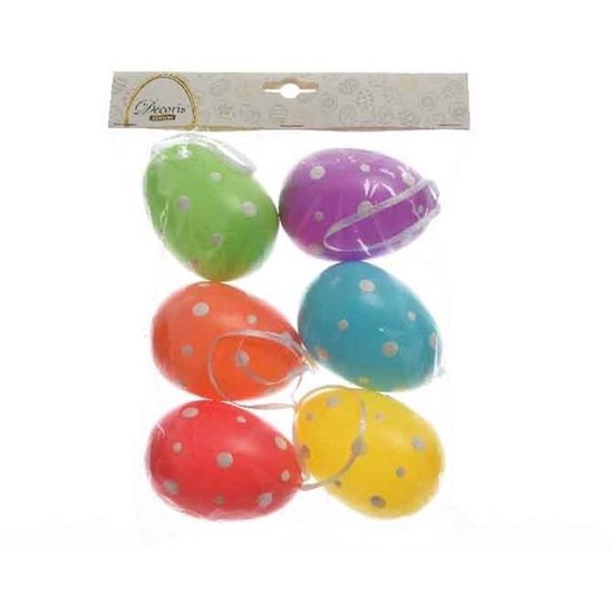 12x gekleurde paaseieren decoraties van 6 cm | Fun en Feest