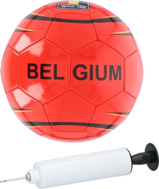 Ballon de football rouge Belgique - 21 cm / taille 5 - Avec pompe et filet  - Jouets... | bol.com