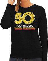 Funny emoticon sweater 50 Wel oud voor een kind zwart dames XS