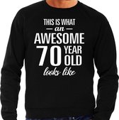 Awesome 70 year - geweldige 70 jaar cadeau sweater / trui zwart heren -  Verjaardag cadeau / kado sweater L