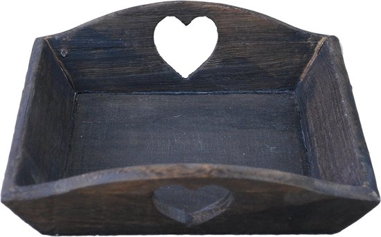 12 stuks decoratiebakje- Tray hout PH design 19x19x4cm nw bruin hart cadeau pakket / kerstpakket / paaspakket
