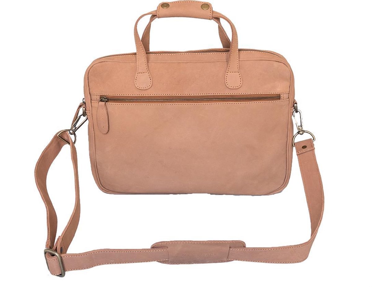 Mr. Business – Messenger bag – Leren Laptoptas 15,6 inch – Aktetas – Camel - bruin