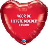 STAYSAFE Hart Rood "Voor de liefste Moeder" GEVULD MET HELIUM