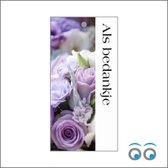 20 bedankt kaartjes - paarse bloemen  - 10 x 5 cm