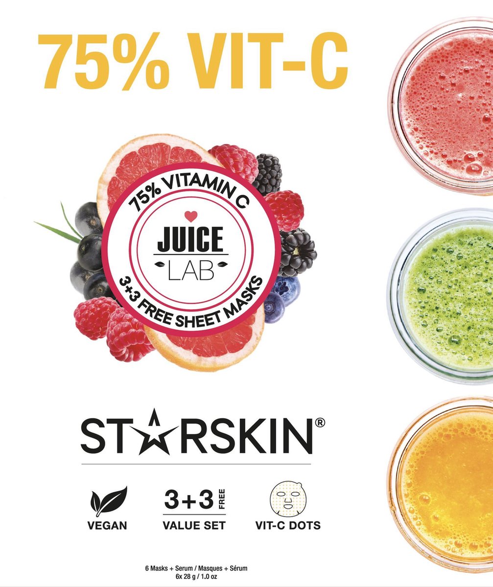 STARSKIN Juice Lab essence gezichtsmasker 3+3 face mask set 3+2+1 - Starskin