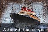 3D Metaalschilderij - Cruiseschip op zee QE2 handgeschilderd - 120 x 80 cm