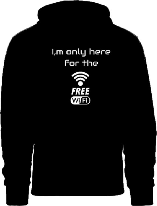 Grappige hoodie - trui met capuchon - I'm only here for the free wifi - maat L