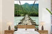 Behang jongenskamer - Fotobehang Brug - Hout - Rivier - Breedte 225 cm x hoogte 350 cm - Kinderbehang