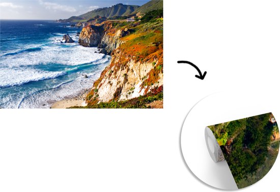 L'océan Pacifique et la chaîne de Santa Lucia le long de la côte à Big Sur America papier peint photo vinyle 360x240 cm - Tirage photo sur papier peint