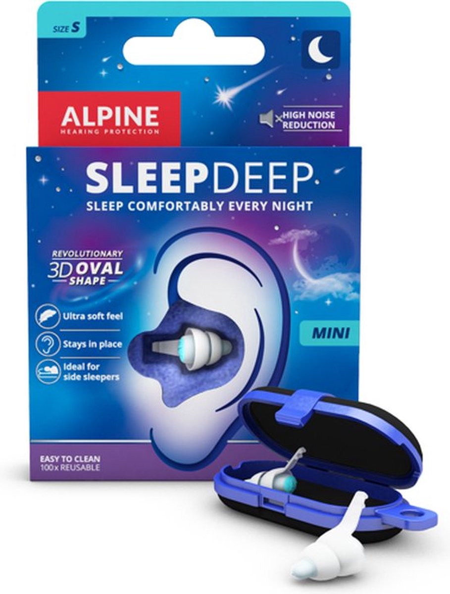Alpine SleepDeep Mini - Oordoppen slapen - Maximale geluidsdemping - Perfect voor zijslapers - 27dB SNR - Small - Alpine Hearing protection