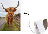 Behang - Fotobehang Schotse hooglander - Koe - Landschap - Breedte 190 cm x hoogte 280 cm