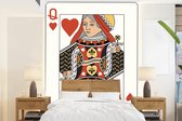 Behang - Fotobehang Illustratie van een harten koningin speelkaart - Breedte 160 cm x hoogte 220 cm