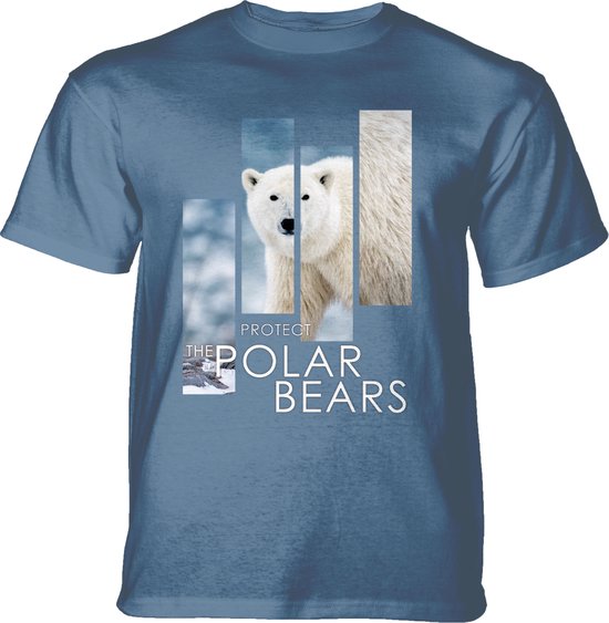 T-shirt Protect Polar Bear Split Portrait Blue XXL