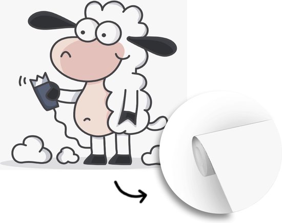 Une illustration d'un mouton avec une fotobehang de rasoir
