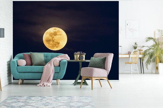 Pleine lune dans le ciel nocturne fond d' fotobehang