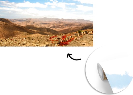 Papier peint photo vinyle - Une photo panoramique d'une grande chaîne de montagnes sur Fuerteventura largeur 430 cm x hauteur 240 cm - Tirage photo sur papier peint (disponible en 7 tailles)