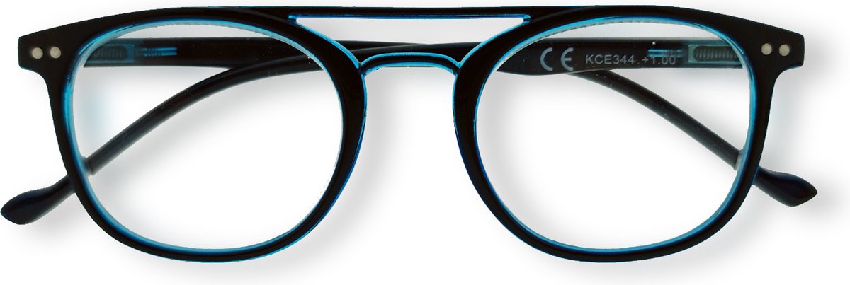 Noci Eyewear KCE344 John Leesbril +2.50 Donkerblauw montuur met lichtblauwe touch